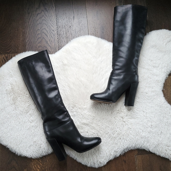 Proenza Schouler Chunky Heel Pull On Italian Leather Knee Tall Boots Boots - Picture 2 of 9